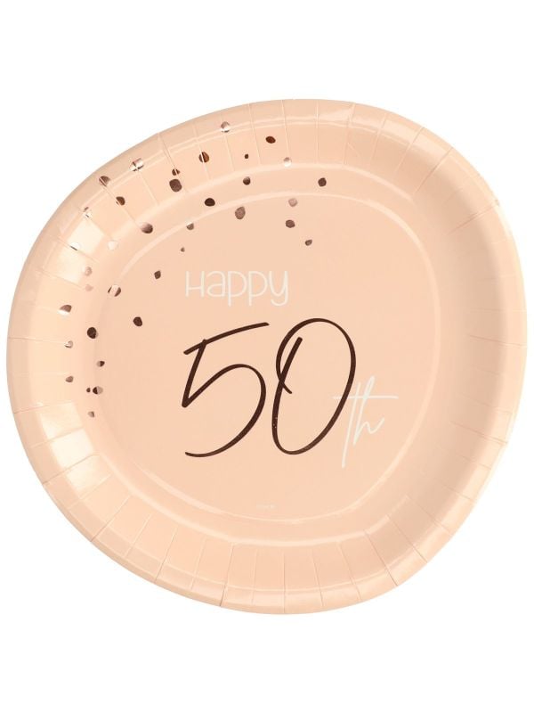 Lichtroze happy 50th feestbordjes 8 stuks main product photo