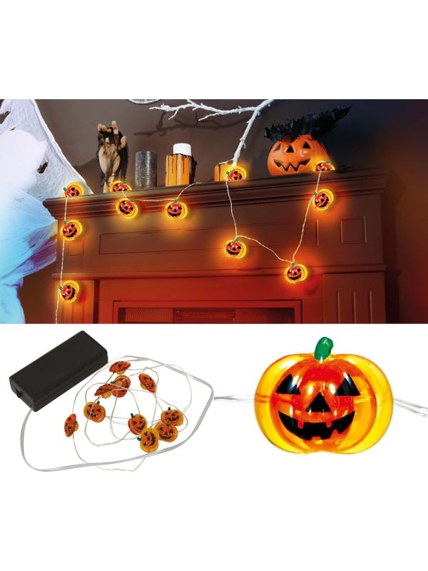 Lichtslinger 10 LED lampjes oranje pompoenen 300 cm halloween