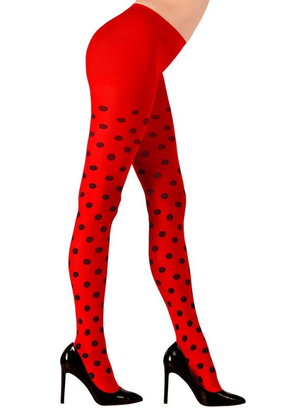 Lieveheersbeestje Panty Rood Zwart Vrouwen