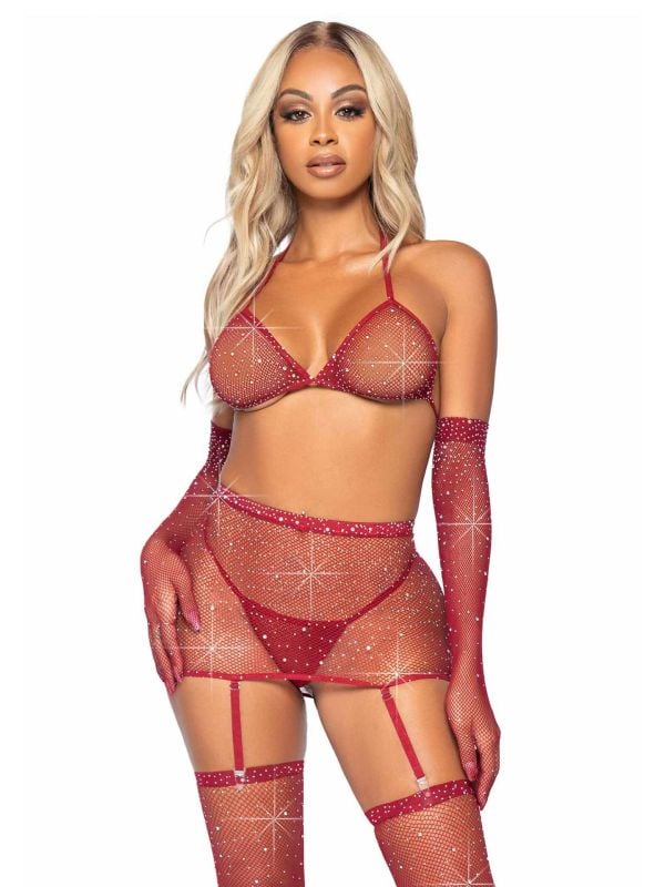 Luxe 5-delige bordeaux rode lingerieset dames main product photo
