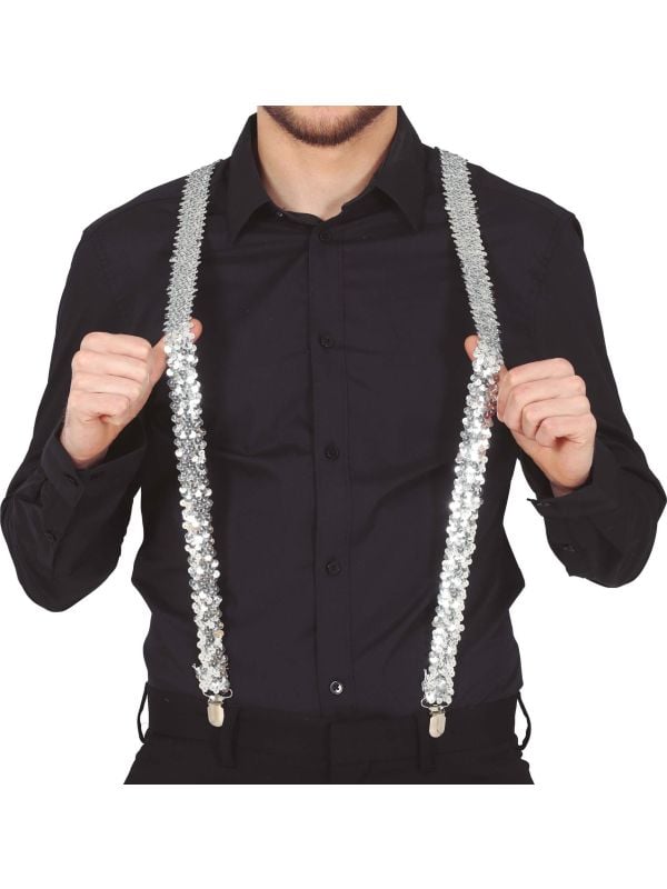 Luxe bretels pailletten zilver