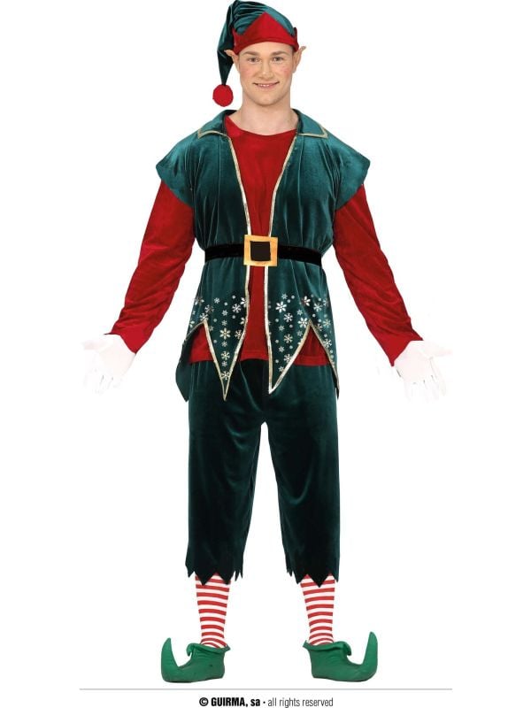 Luxe kerstman elf kostuum heren