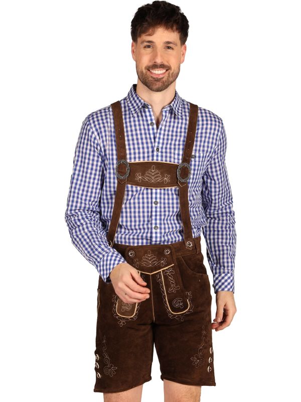 Luxe Leren Tiroler Oktoberfest Lederhosen Donkerbruin Heren