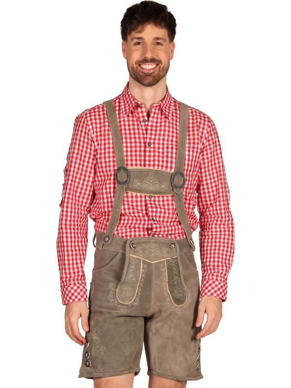 Luxe Leren Tiroler Oktoberfest Lederhosen Grijs Heren