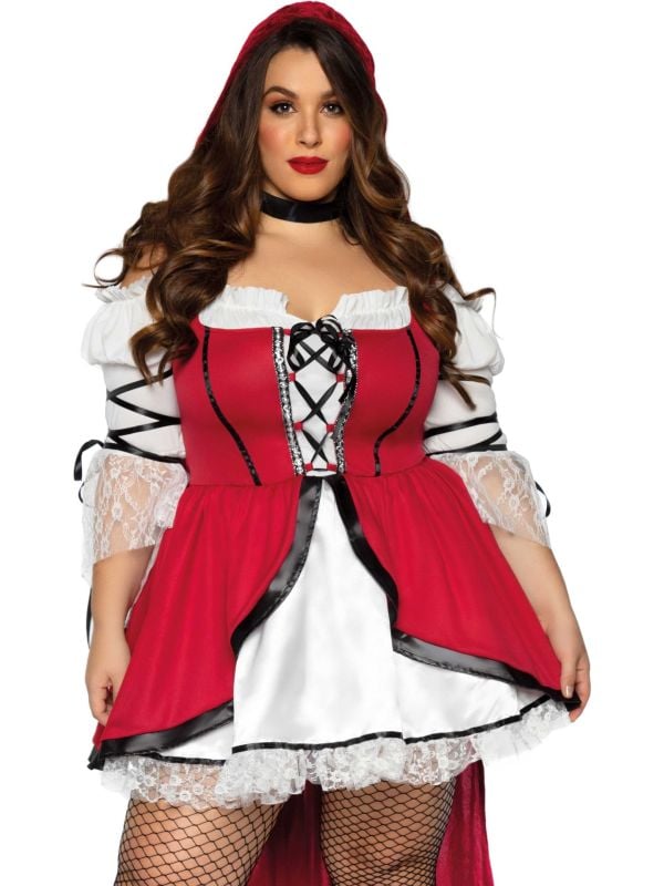 Luxe Roodkapje outfit met kap plus size