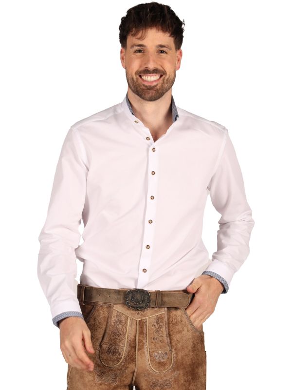 Luxe Witte Oktoberfest Blouse met Blauwe Accenten Heren
