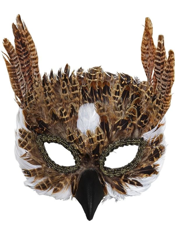 Masker uil met veren