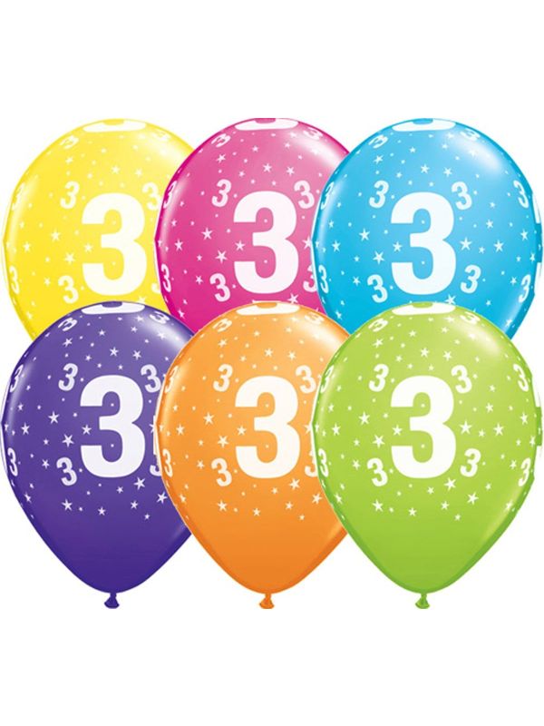 Meerkleurige 3 jaar ballonnen 25 stuks main product photo