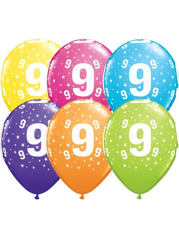 Meerkleurige 9 jaar ballonnen 25 stuks main product photo