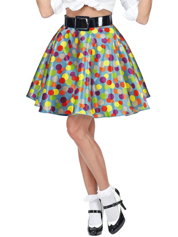 Meerkleurige jaren 50 rok One-size-volwassenen