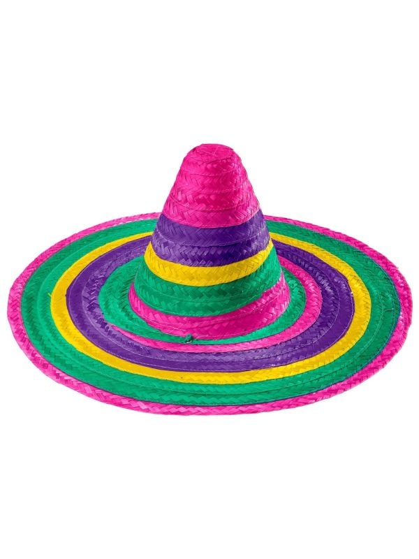 Meerkleurige mexicaanse sombrero met paars