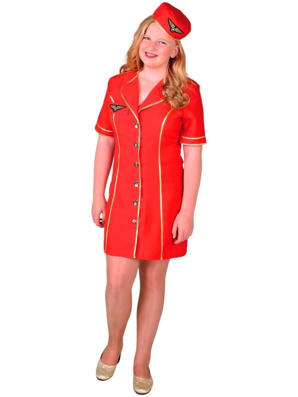 Meisje stewardessen outfit rood main product photo
