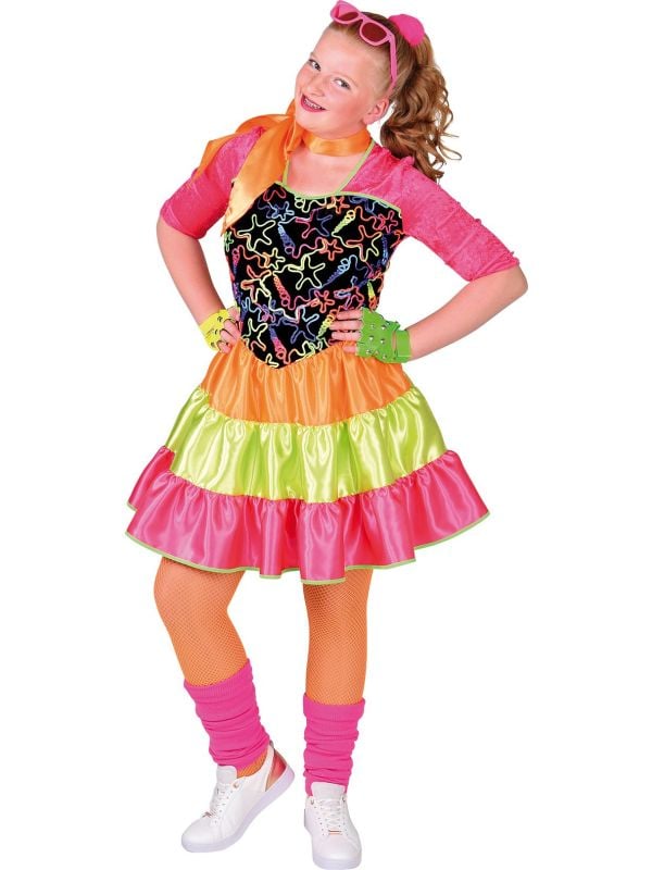 Meisjes disco jurk fluor main product photo