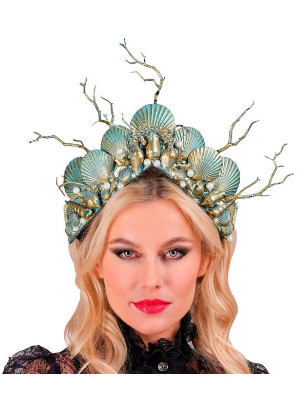 Mermaid Hoofdband Blauw Goud