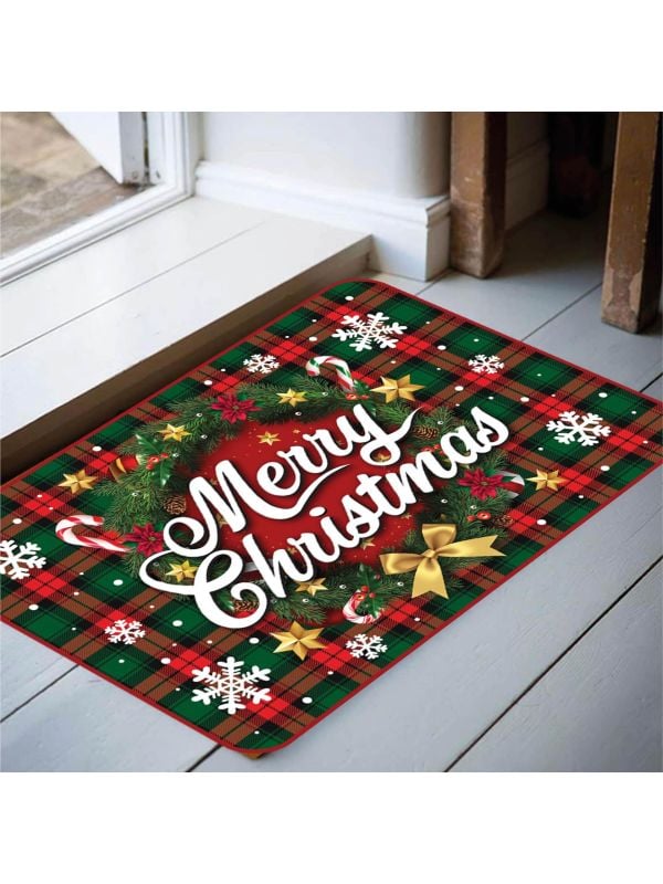 Merry christmas deurmat schotse ruit