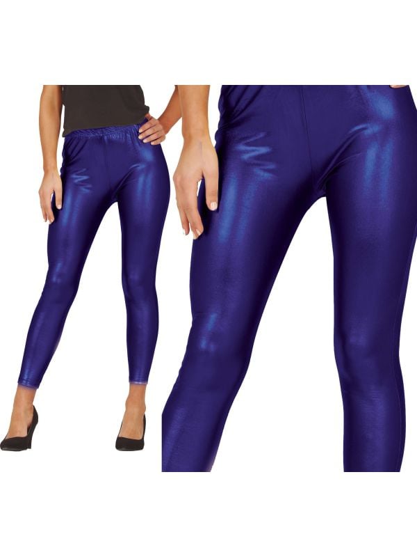 Metallic donker blauwe legging dames main product photo