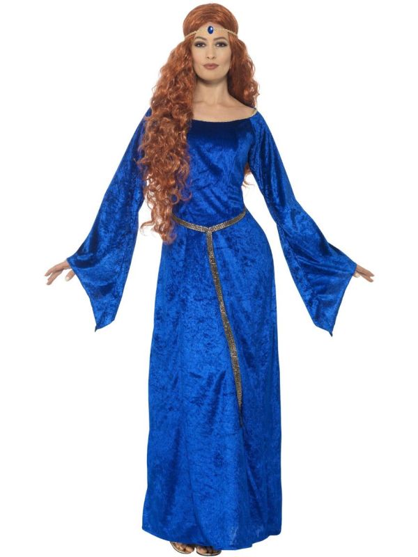 Middeleeuwse dames jurk blauw main product photo