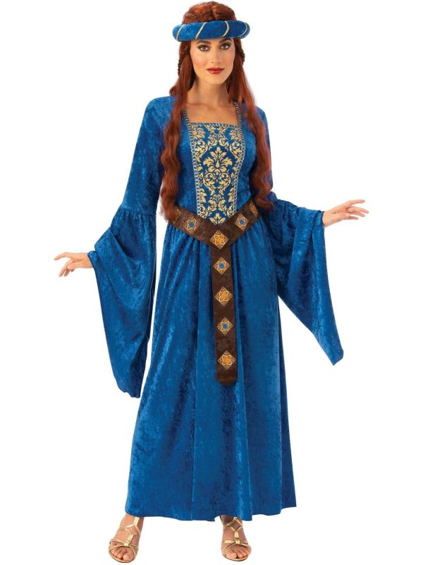 Middeleeuwse Jonkvrouw Jurk Blauw Dames