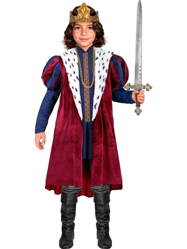 Middeleeuwse Koning Outfit Jongens Rood Blauw
