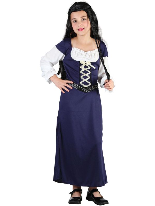 Middeleeuwse Marion Jurk Blauw Meisjes