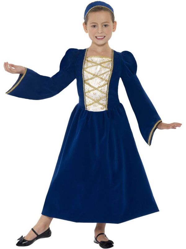 Middeleeuwse Prinses Kind Jurk Blauw main product photo