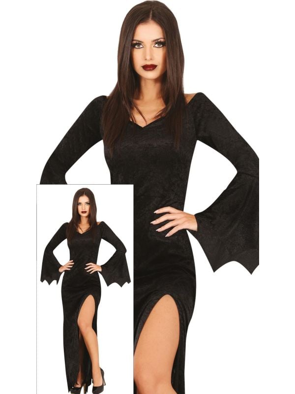 Morticia Addams jurk halloween dames