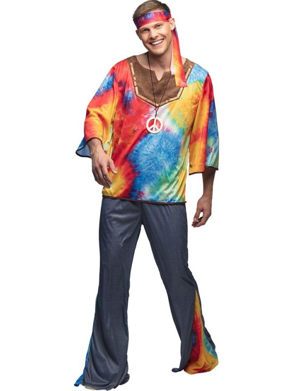 Multikleur Hippie Outfit Heren Tie Dye