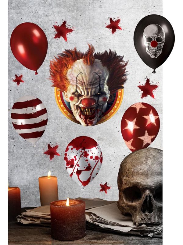Muurdecoratie horrorclown 25 x 70 cm halloween