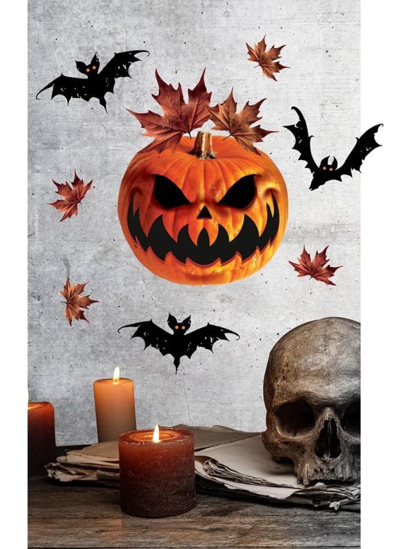 Muurdecoratie pompoen 25 x 70 cm halloween
