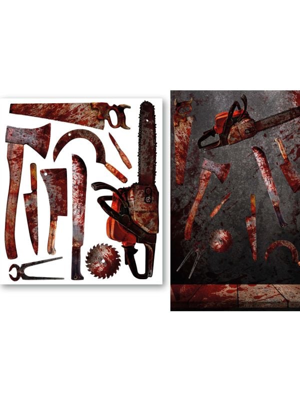 Muurstickers bloederig gereedschap halloween