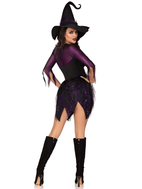 amscan 9908296 Volwassen dames klassieke paarse heks carnaval Halloween kostuum & hoed boek week outfit (UK jurk maat 18-20