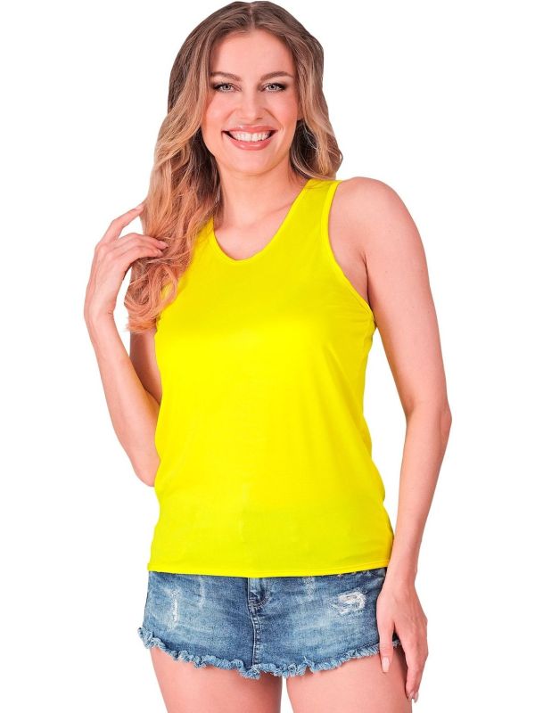 Neon Gele 80s Carnaval Tanktop Vrouwen