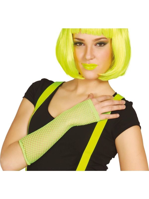 Neon groene lange vingerloze handschoenen