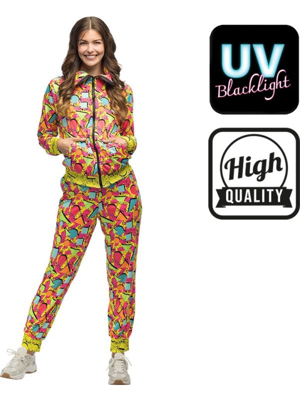 Neon Kostuum Dames Trainingspak voor 80's Party