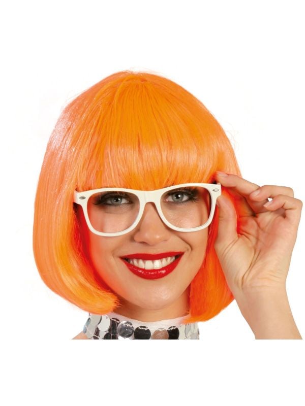 Neon oranje korte pruik vrouw main product photo