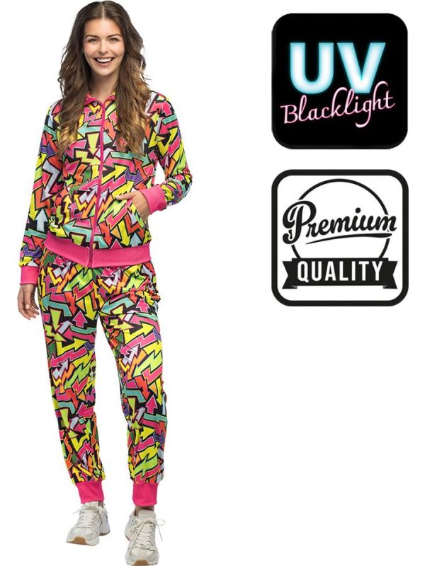 Neon Party Kostuum 90s Dames Street Art