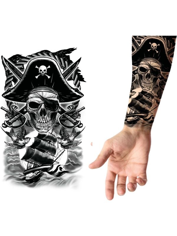 Nep Tattoo Piraten Zwart