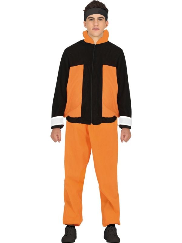 Ninja Naruto Zwart Oranje Outfit Jongens 14-16 Jaar
