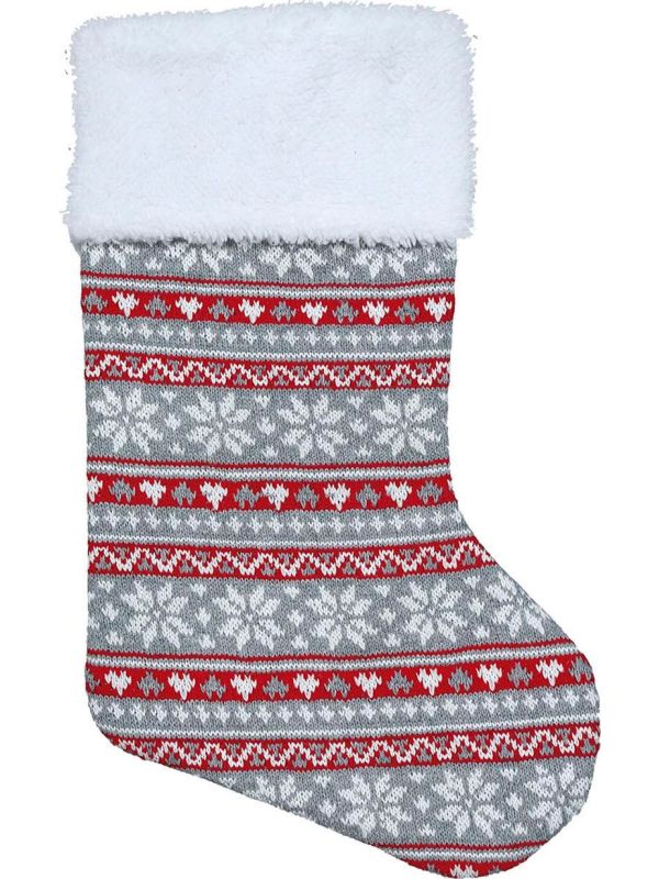 Noorse brei motief kerst cadeau sok 45cm