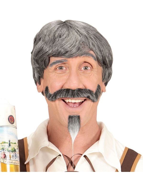 Oktoberfest pruik met snor en sik