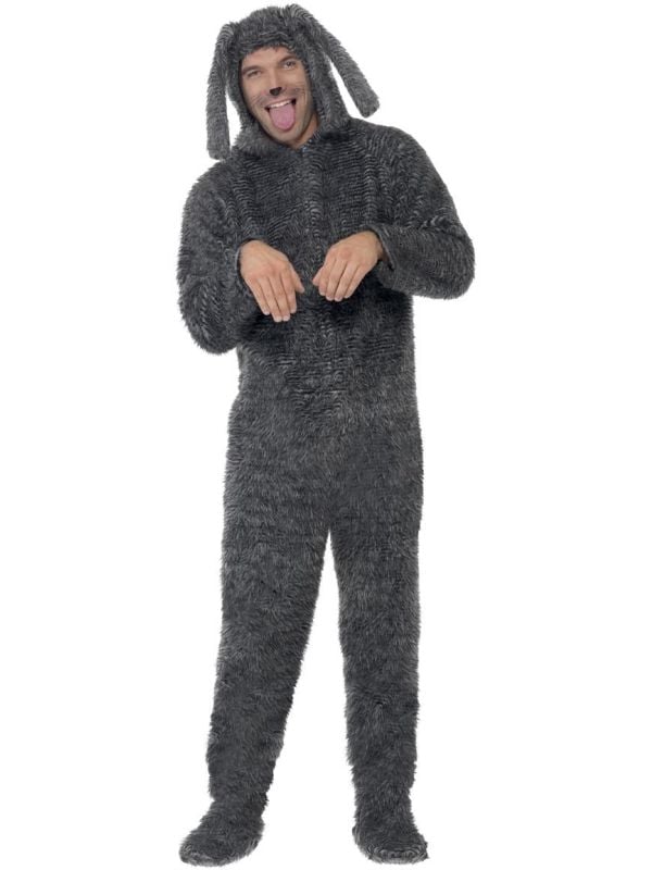 Onesie hond pluizig grijs