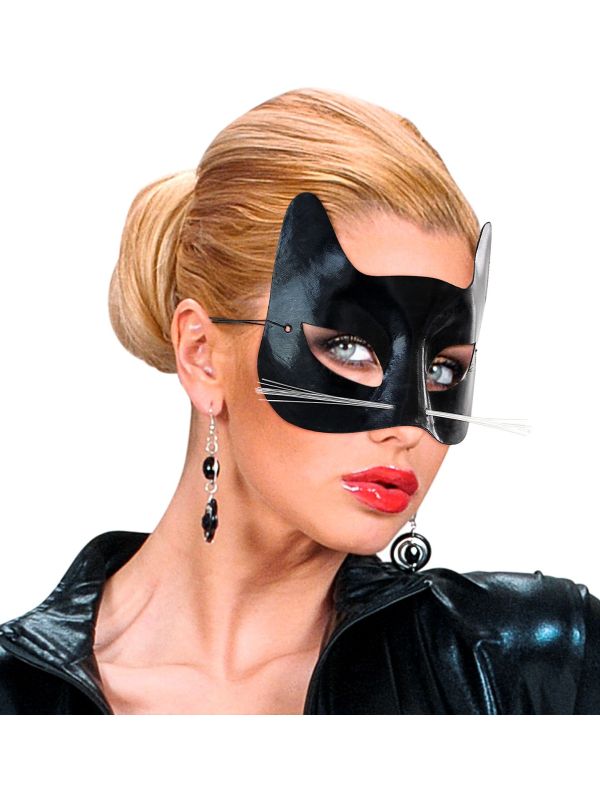 Oogmasker zwart kat