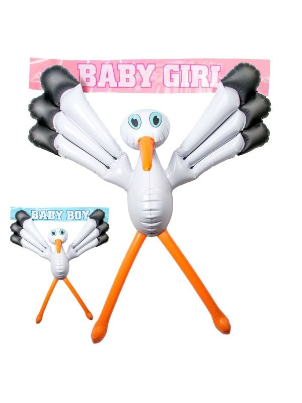 Ooievaar opblaasbaar 75cm jongen meisje
