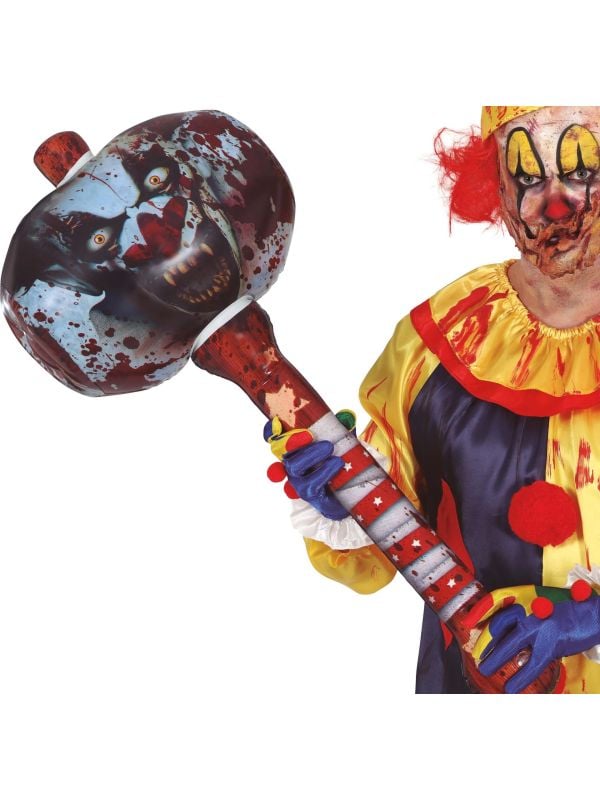 Opblaasbare horror clown hamer 90 cm halloween