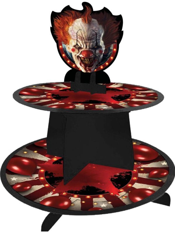 Opdienschaal met tredes horror clown 40 x 30 cm halloween