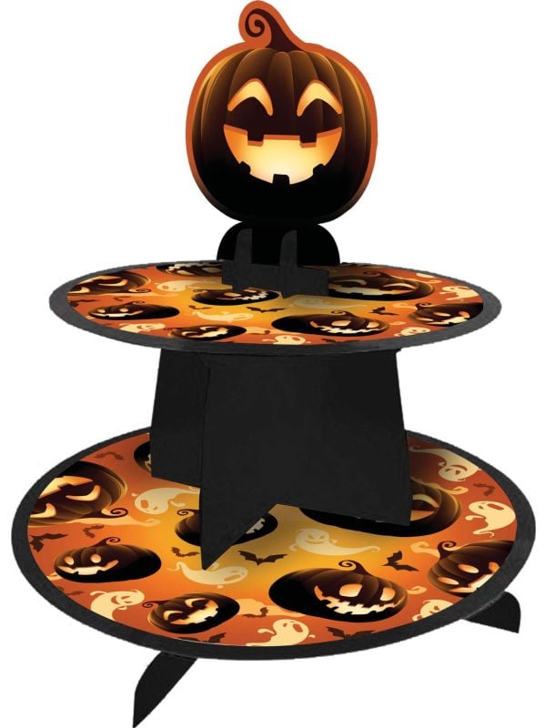 Opdienschaal met tredes pompoenen 40 x 30 cm halloween