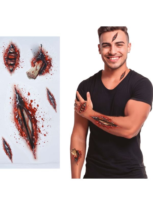 Open wond tattoos halloween 30 x 14 cm