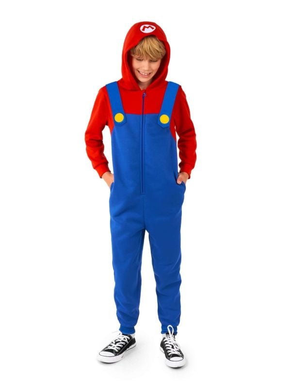 Opposuits Kids' Onesie Mario Blauw