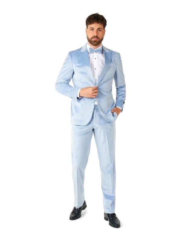 Opposuits Men's Tuxedo Vintage Blue Velvet Blauw