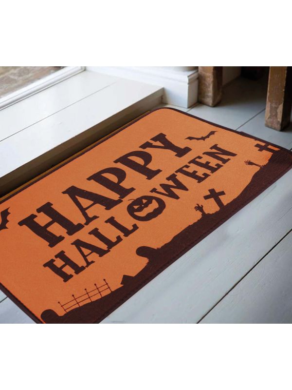 Oranje 'Happy Halloween' deurmat
